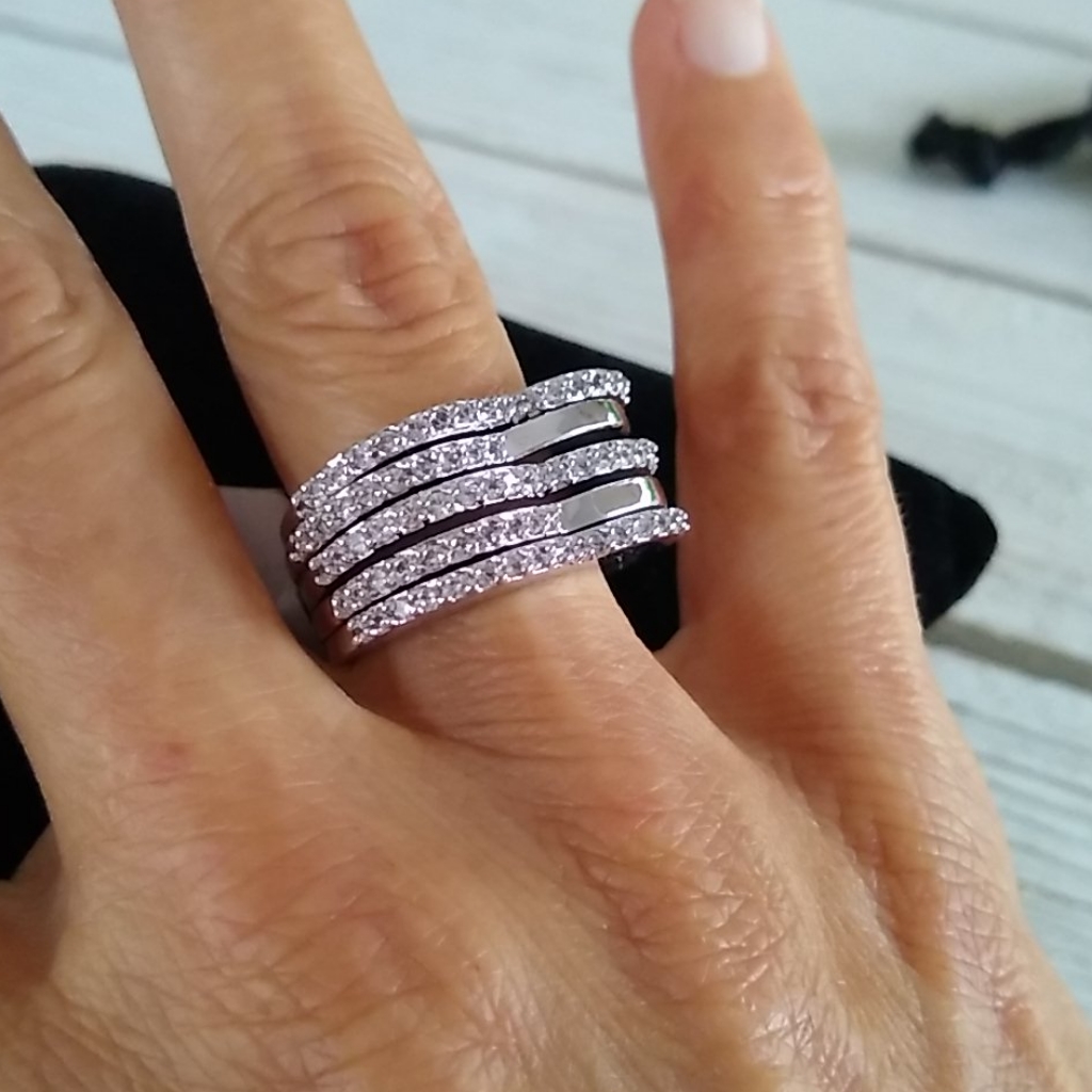 Heart Stackable/Silver/Clear Crystal/Size #7/ Ring